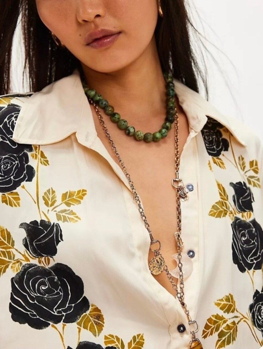 Free People Off The Vine Floral Button-Down Tunic Shirt/Dress - Picture 3 of 3